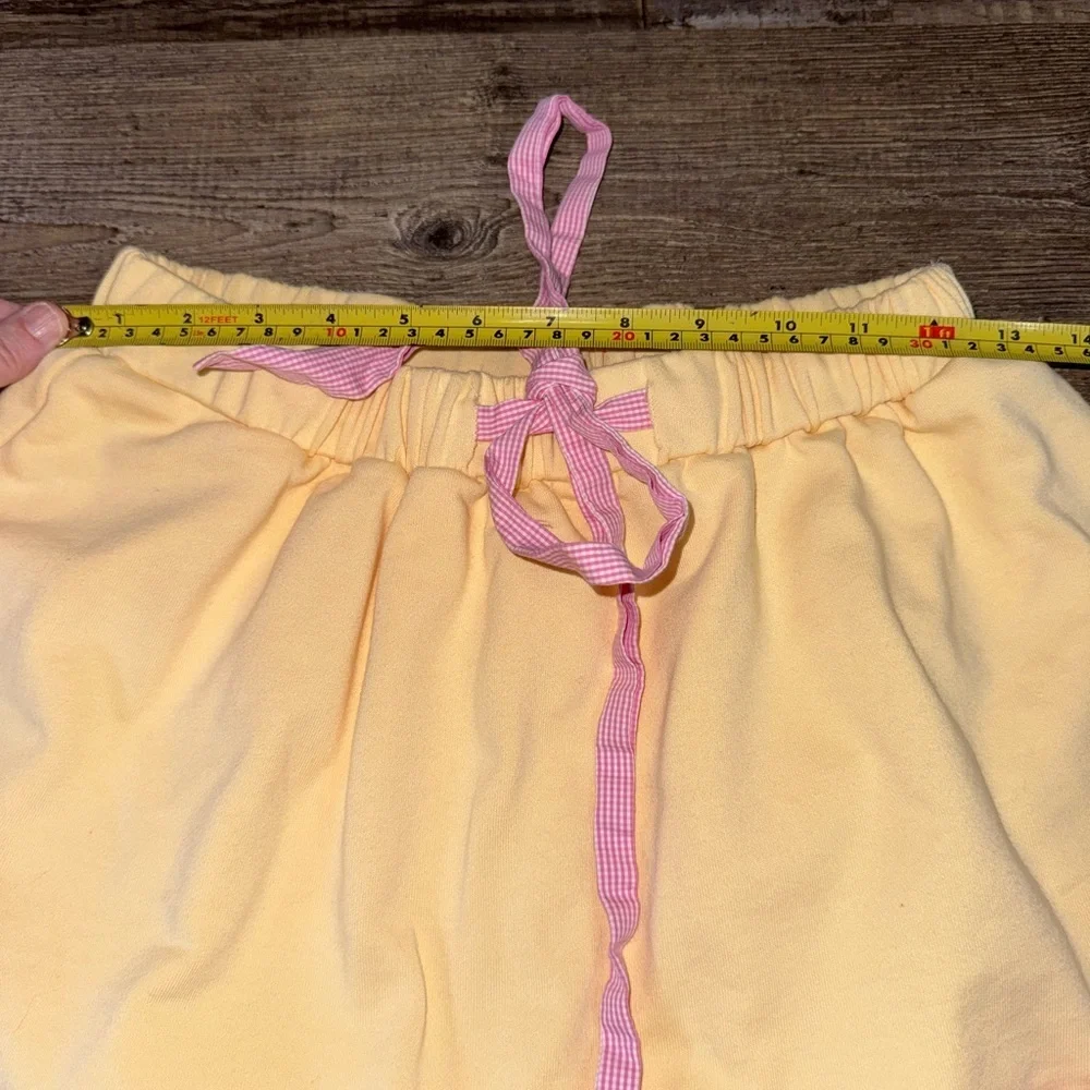 Peach Love California Ruffle Lounge Skort Yellow Pink Gingham Coquette Small